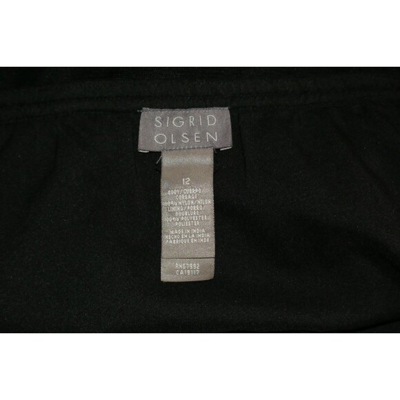 Sigrid Olsen Retro Sheer Overlay Embroidered Wildflowers Black Skirt Size 12 - Picture 6 of 7